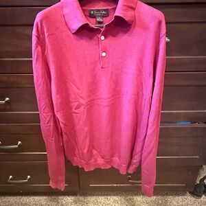 Brooks Brothers Red V-Neck Sweater Knit Cotton
